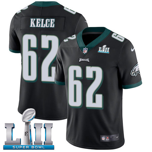 Nike Eagles #62 Jason Kelce Black Alternate Super Bowl LII Youth Stitched NFL Vapor Untouchable Limited Jersey